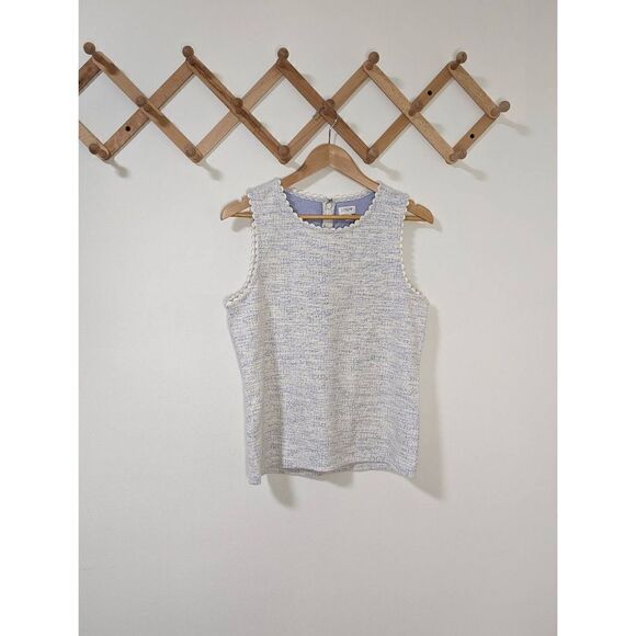 NWT J. Crew Factory Tweed Scalloped Sleeveless Tank Top Shirt - Size M - Picture 1 of 7